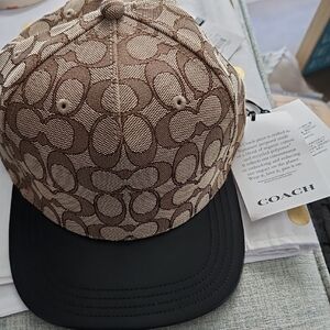 Coach Tan and Black Signature Cap